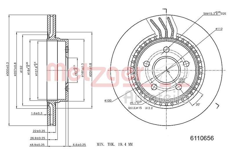 METZGER 6110656 Bremsscheibe Lack/Ks f&uuml;r MB HA