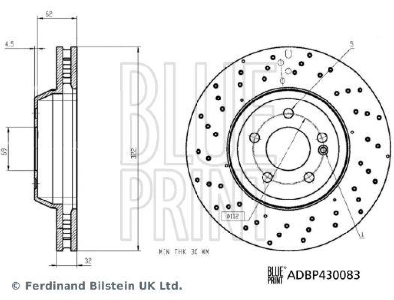 BLUE PRINT ADBP430083 Bremsscheibe f&uuml;r Mercedes-Benz PKW