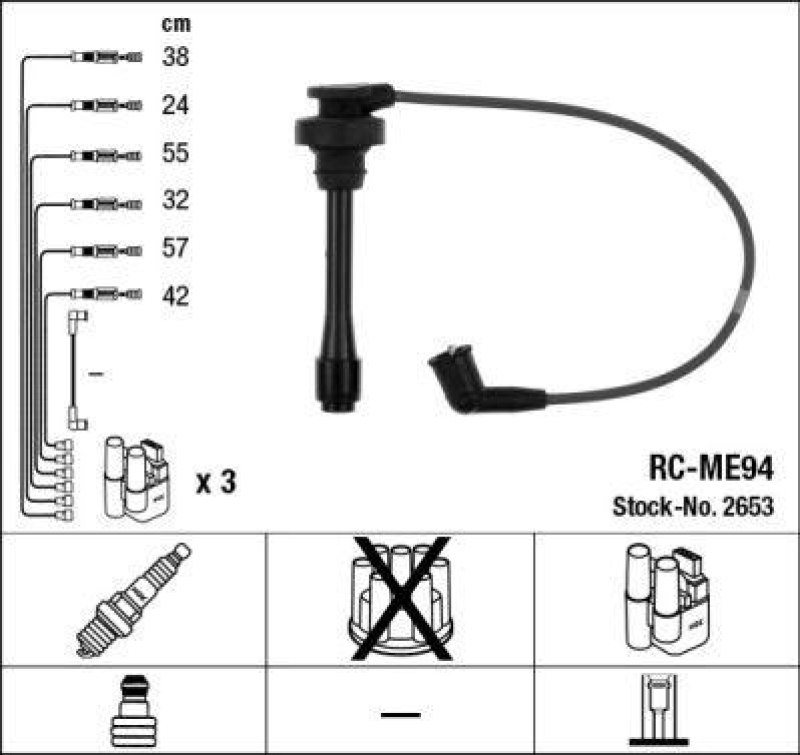 NGK 2653 Z&uuml;ndleitungssatz RC-ME94 |Z&uuml;ndkabel