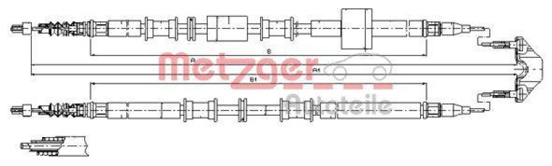 METZGER 11.5766 Seilzug, Feststellbremse f&uuml;r OPEL hinten links/rechts