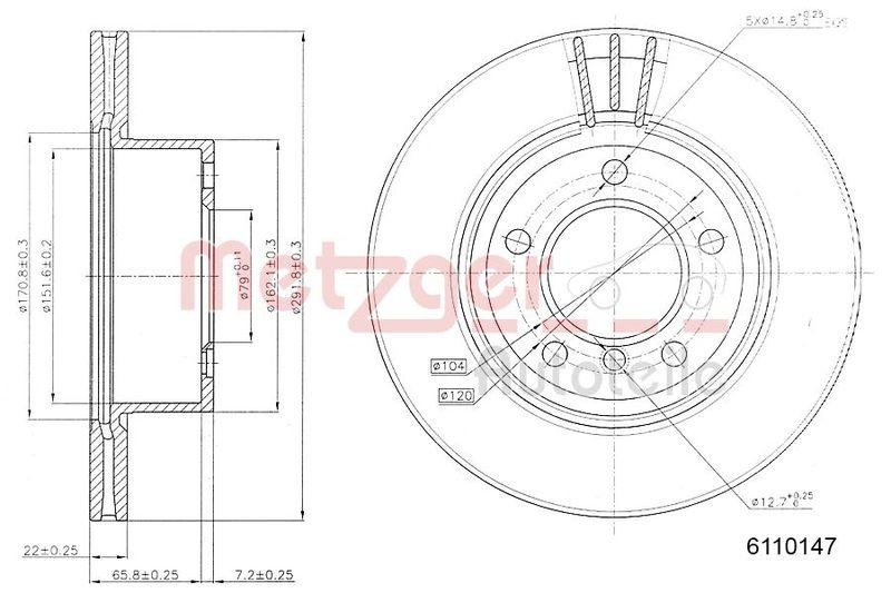 METZGER 6110147 Bremsscheibe Lack/Ks/Ms/Hc f&uuml;r BMW VA