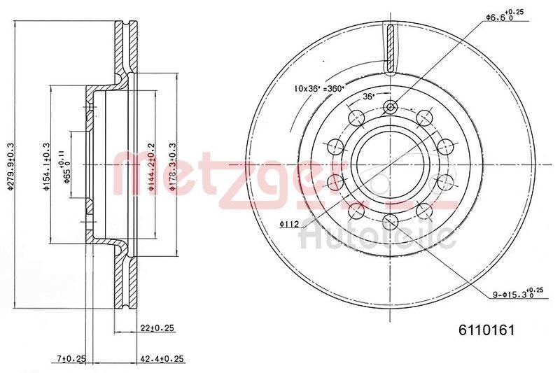 METZGER 6110161 Bremsscheibe Lack/Ks/Ms/Hc f&uuml;r AUDI/SEAT/SKODA VA