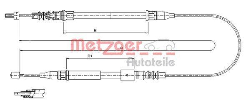 METZGER 11.5769 Seilzug, Feststellbremse f&uuml;r OPEL hinten links