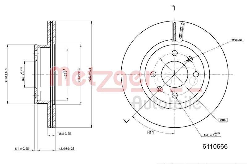 METZGER 6110666 Bremsscheibe Lack/Ks f&uuml;r HYUNDAI/KIA VA