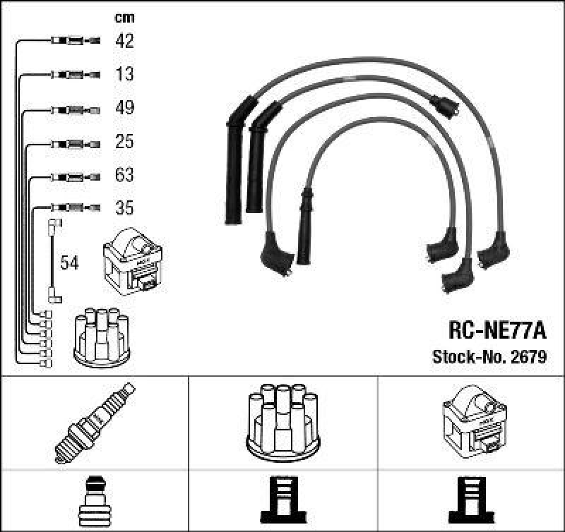 NGK 2679 Z&uuml;ndleitungssatz RC-NE77A |Z&uuml;ndkabel