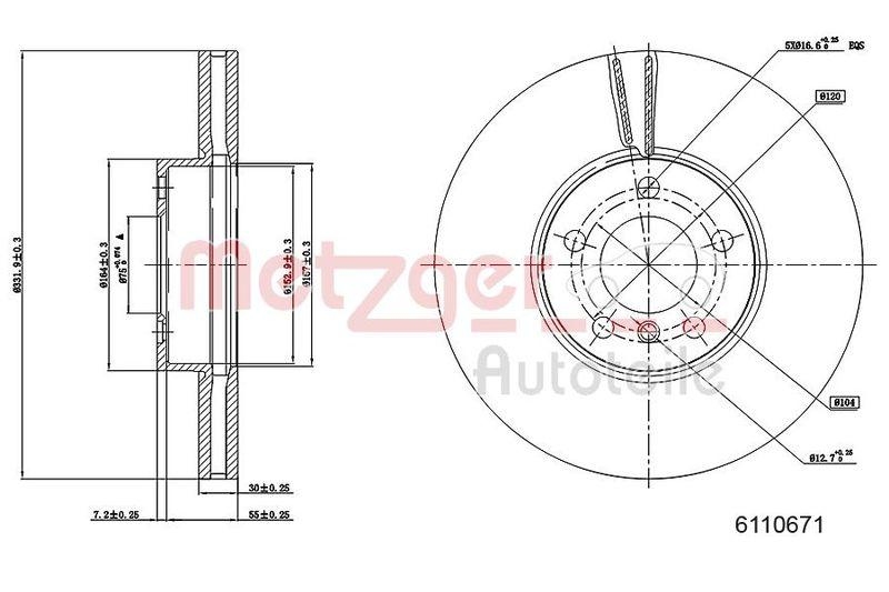 METZGER 6110671 Bremsscheibe Lack/Ks/Ms/Hc f&uuml;r BMW VA