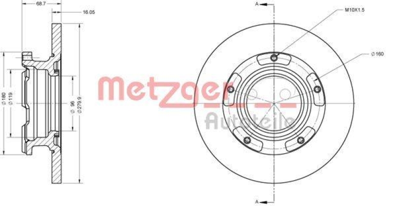 METZGER 6110205 Bremsscheibe Lack/Ks f&uuml;r FORD HA