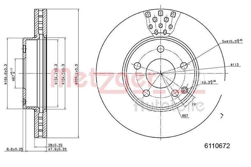 METZGER 6110672 Bremsscheibe Lack/Ks/Ms/Hc f&uuml;r MB VA