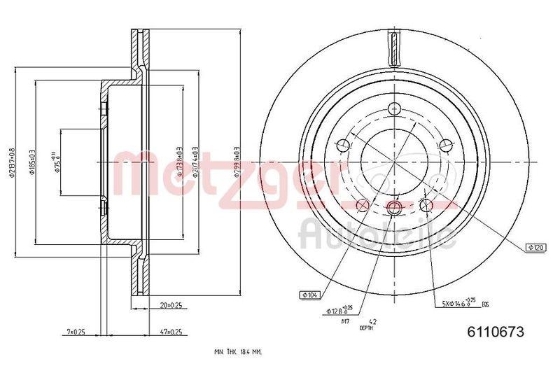 METZGER 6110673 Bremsscheibe Lack/Ks f&uuml;r BMW HA