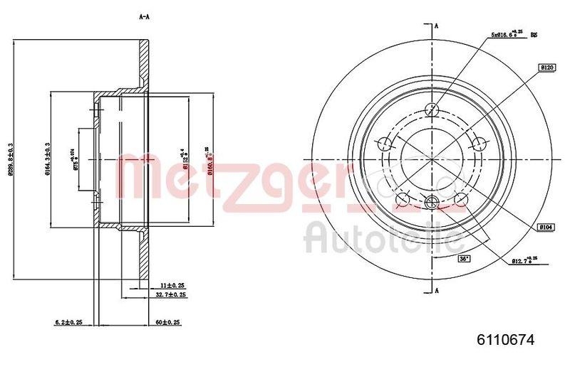 METZGER 6110674 Bremsscheibe Lack/Ks f&uuml;r BMW HA