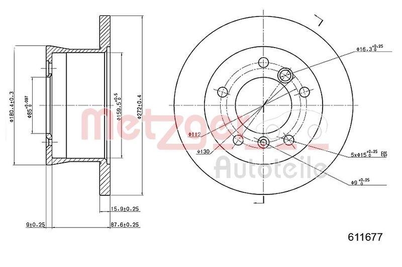 METZGER 6110677 Bremsscheibe Lack/Ks/Ms f&uuml;r MB/VW HA
