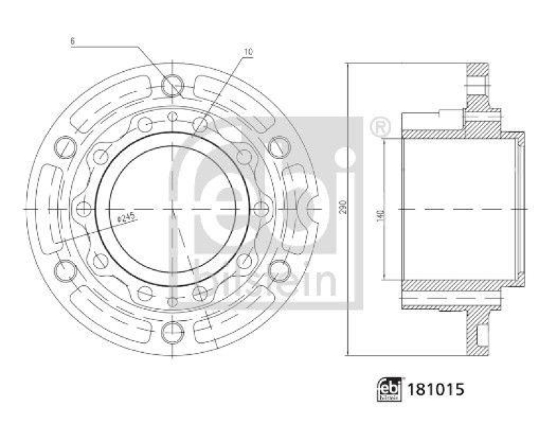 FEBI BILSTEIN 181015 Radnabe ohne Radlager für M A N