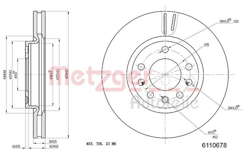 METZGER 6110678 Bremsscheibe Lack/Ks f&uuml;r OPEL VA