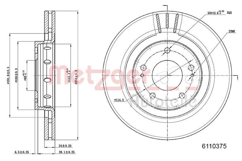 METZGER 6110375 Bremsscheibe Lack/Ks f&uuml;r CITROEN/MITSUBISHI/PEUGEOT VA