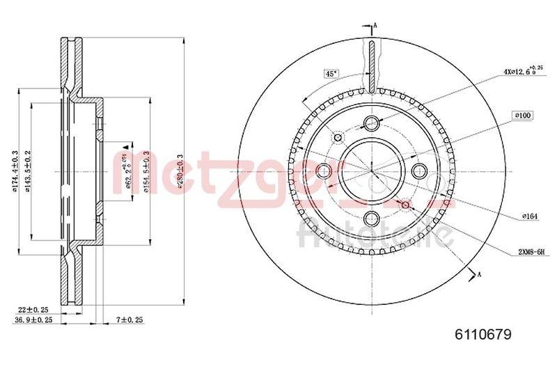 METZGER 6110679 Bremsscheibe Lack/Ks f&uuml;r KIA VA