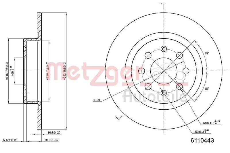 METZGER 6110443 Bremsscheibe Lack/Ks/Ms f&uuml;r FIAT HA