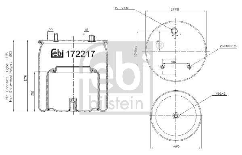 FEBI BILSTEIN 172217 Luftfederbalg mit Stahlkolben für DAF