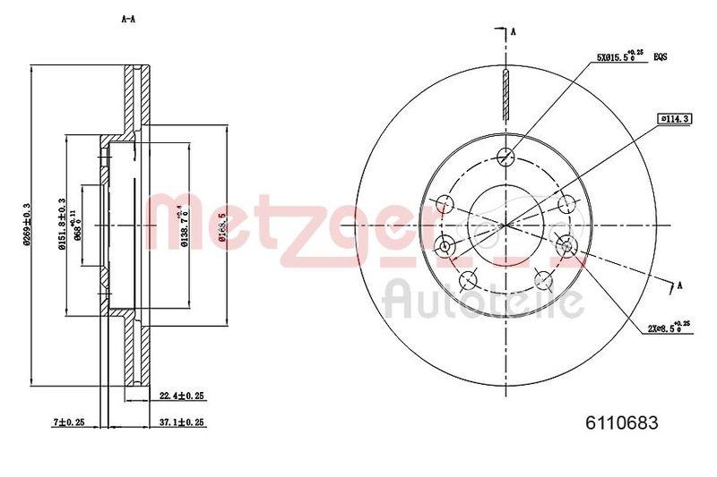 METZGER 6110683 Bremsscheibe Lack/Ks f&uuml;r DACIA VA