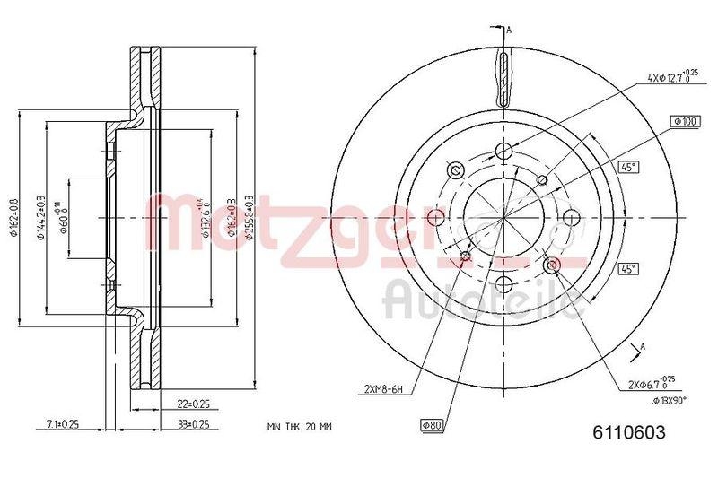METZGER 6110603 Bremsscheibe Lack/Ks f&uuml;r SUZUKI VA