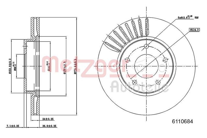 METZGER 6110684 Bremsscheibe Lack/Ks f&uuml;r NISSAN VA