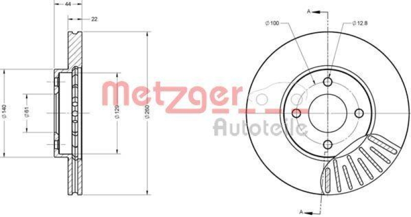 METZGER 6110680 Bremsscheibe Lack/Ks f&uuml;r NISSAN VA