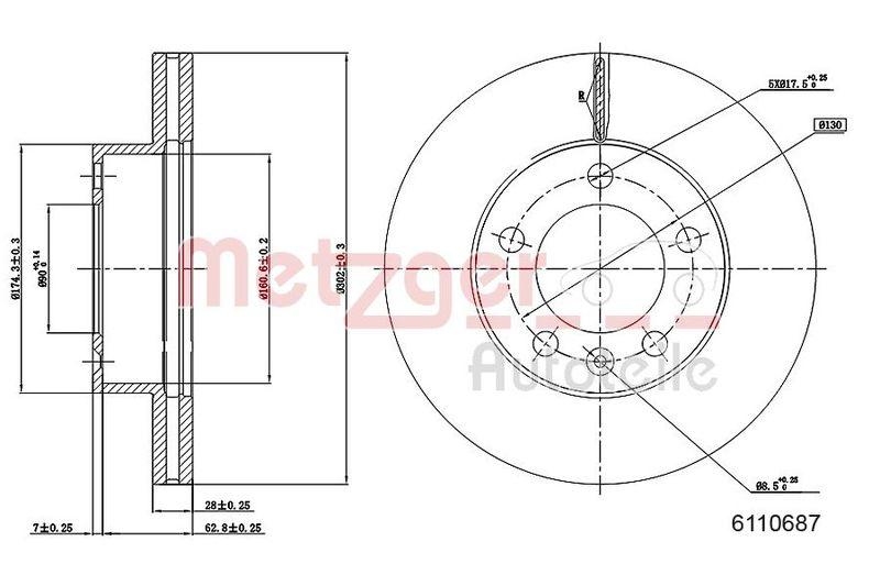 METZGER 6110687 Bremsscheibe Lack/Ks f&uuml;r OPEL/RENAULT VA