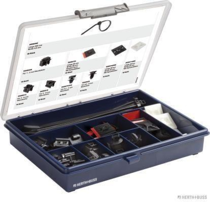 HERTH+BUSS 54265010 Sortiment,Befestigungssockel-Kabelbinder 110-teilig, mit Kabelbinder