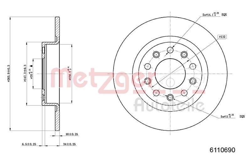 METZGER 6110690 Bremsscheibe Lack/Ks f&uuml;r ALFA HA