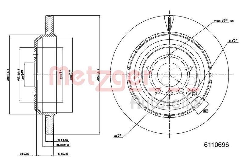 METZGER 6110696 Bremsscheibe Lack/Ks f&uuml;r MB HA