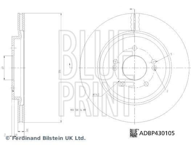 BLUE PRINT ADBP430105 Bremsscheibe f&uuml;r HYUNDAI