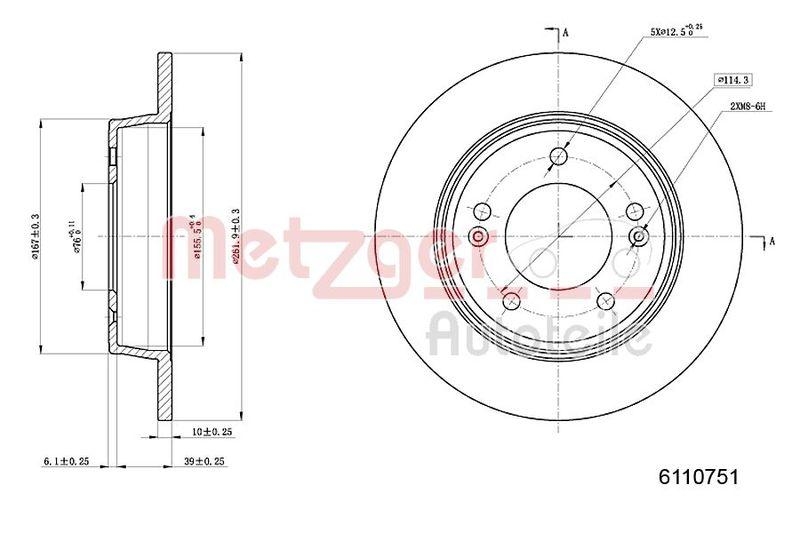 METZGER 6110751 Bremsscheibe Lack/Ks f&uuml;r HYUNDAI/KIA HA