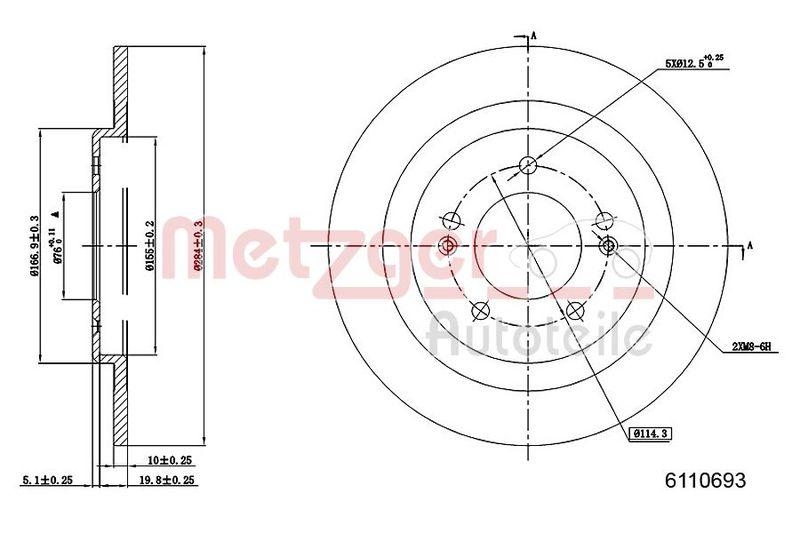 METZGER 6110693 Bremsscheibe Lack/Ks f&uuml;r HYUNDAI HA