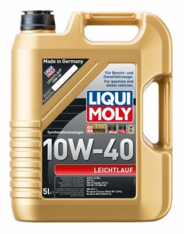 LIQUI MOLY 1310 Motoröl Leichtlauf 10W-40 Kanister 5+2 L inkl. Ölwechselkarte
