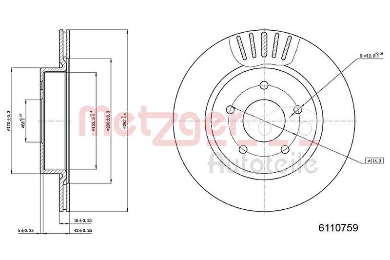 METZGER 6110759 Bremsscheibe Lack/Ks f&uuml;r NISSAN HA