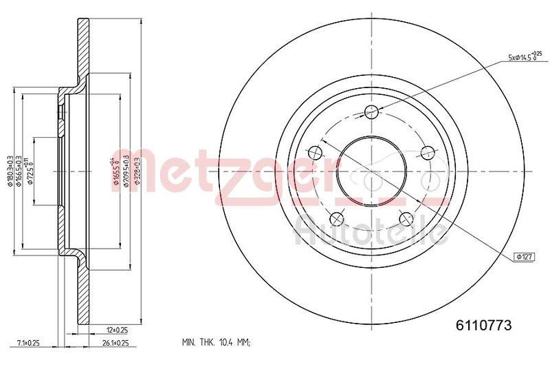 METZGER 6110773 Bremsscheibe Lack/Ks f&uuml;r CHRYSLER/FIAT HA