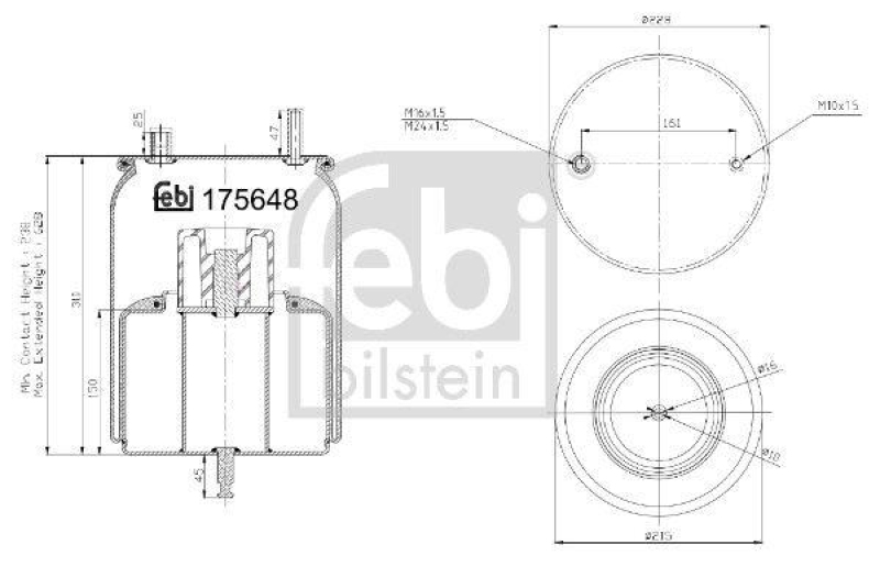 FEBI BILSTEIN 175648 Luftfederbalg mit Stahlkolben und Kolbenstange für Volvo