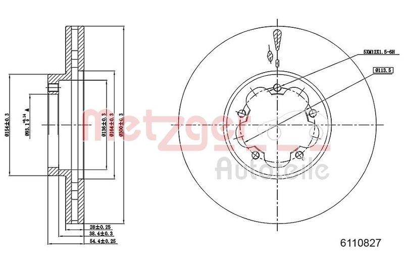 METZGER 6110827 Bremsscheibe Lack/Ks f&uuml;r FORD VA
