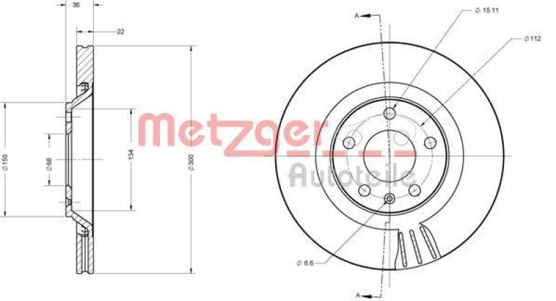 METZGER 6110697 Bremsscheibe Lack/Ks f&uuml;r AUDI HA