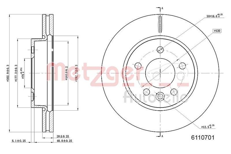 METZGER 6110701 Bremsscheibe Lack/Ks/Hc f&uuml;r VW VA