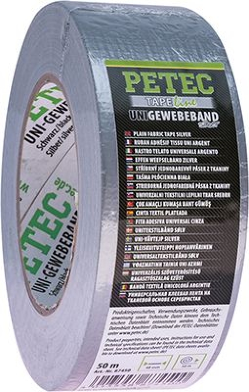 PETEC 87450 Klebeband Uni-Gewebeband silber 50 m x 48 mm