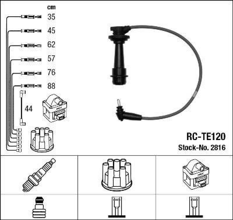 NGK 2816 Z&uuml;ndleitungssatz RC-TE120 |Z&uuml;ndkabel