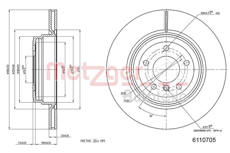 METZGER 6110705 Bremsscheibe Lack/Ks f&uuml;r BMW HA