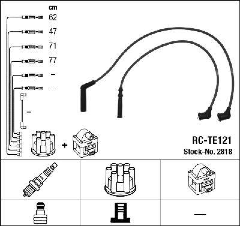 NGK 2818 Z&uuml;ndleitungssatz RC-TE121 |Z&uuml;ndkabel