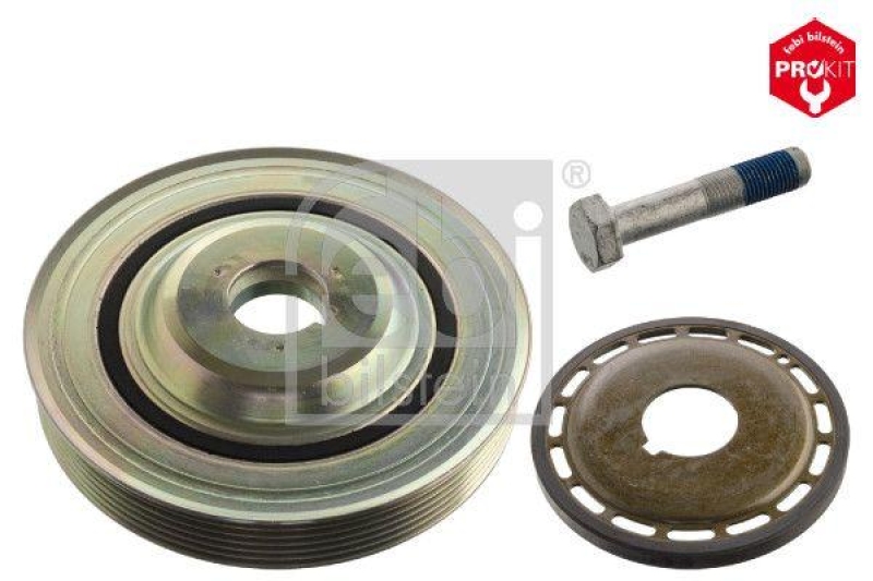 FEBI BILSTEIN 106476 Riemenscheibensatz (entkoppelt) für Kurbelwelle, mit Polrad und Schraube für Peugeot