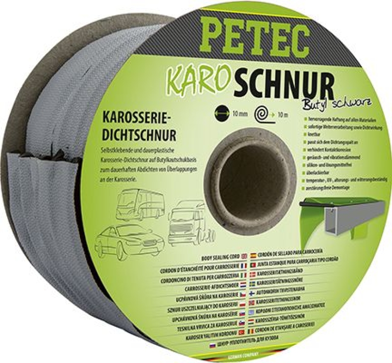 PETEC 87510 Dichtstoff Karo-Schnur schwarz Ø 10 mm x 10 m