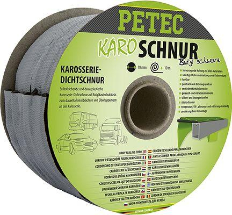 PETEC 87510 Dichtstoff Karo-Schnur schwarz Ø 10 mm x 10 m