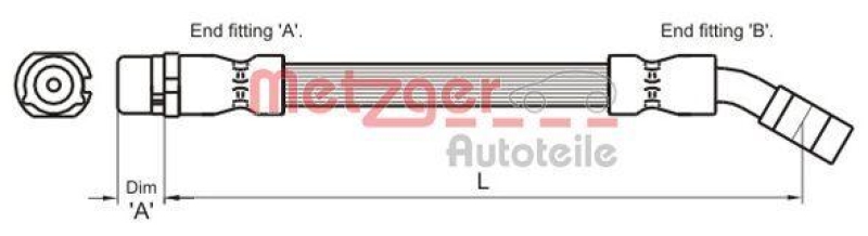 METZGER 4112834 Bremsschlauch f&uuml;r OPEL VA links/rechts