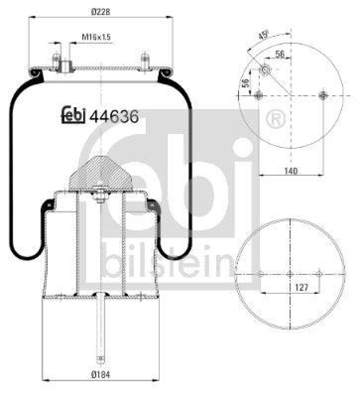 FEBI BILSTEIN 44636 Luftfederbalg mit Stahlkolben und Kolbenstange für Scania