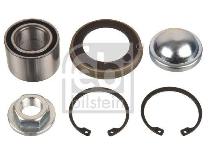 FEBI BILSTEIN 174614 Radlagersatz mit ABS-Impulsring, Achsmutter, Sicherungsring und Schutzkappe für Ford