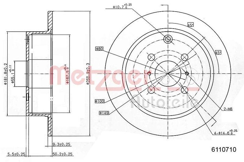 METZGER 6110710 Bremsscheibe Lack/Ks f&uuml;r TOYOTA HA